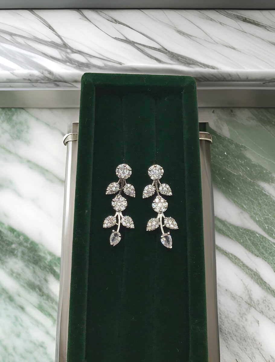 Delicate CZ Rodium Earrings