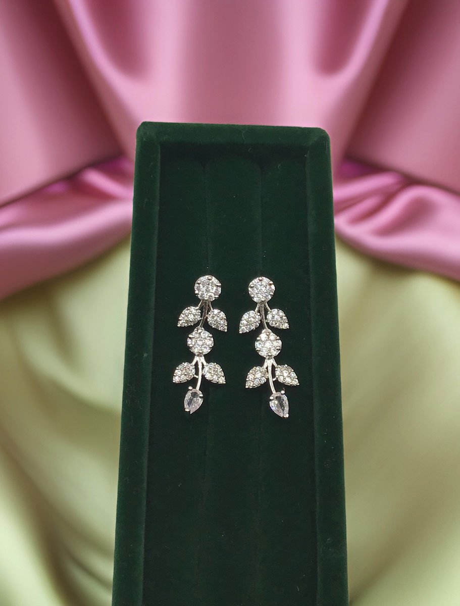 Delicate CZ Rodium Earrings