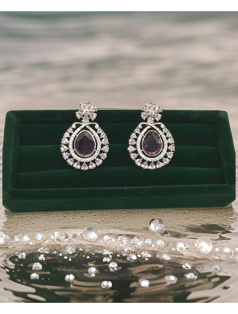 Elegant Flower Drop AD/CZ Earrings