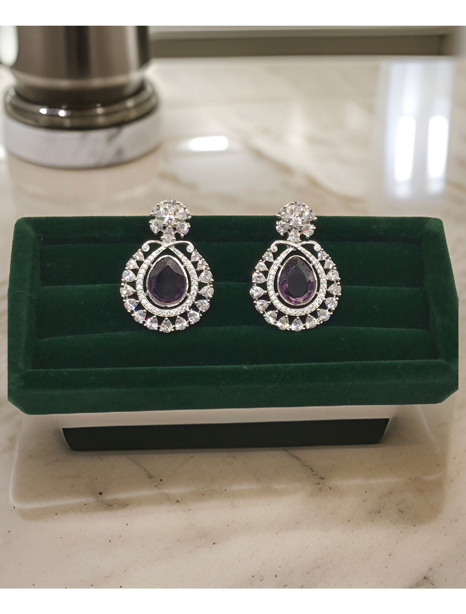 Elegant Flower Drop AD/CZ Earrings