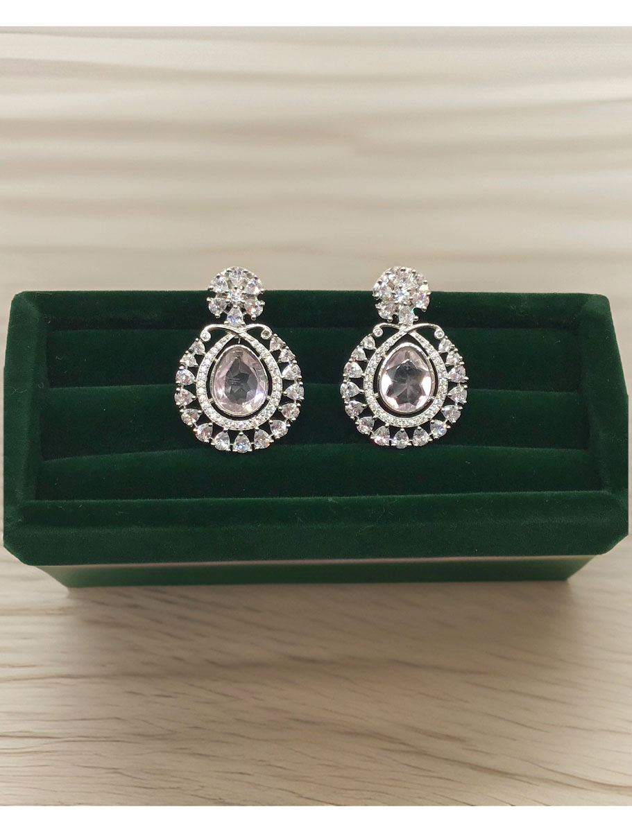 Elegant Flower Drop AD/CZ Earrings