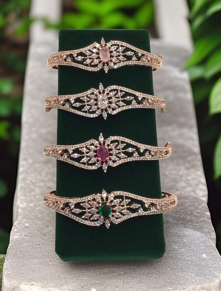 Beautiful AD/CZ kada bracelets in Rose gold finish