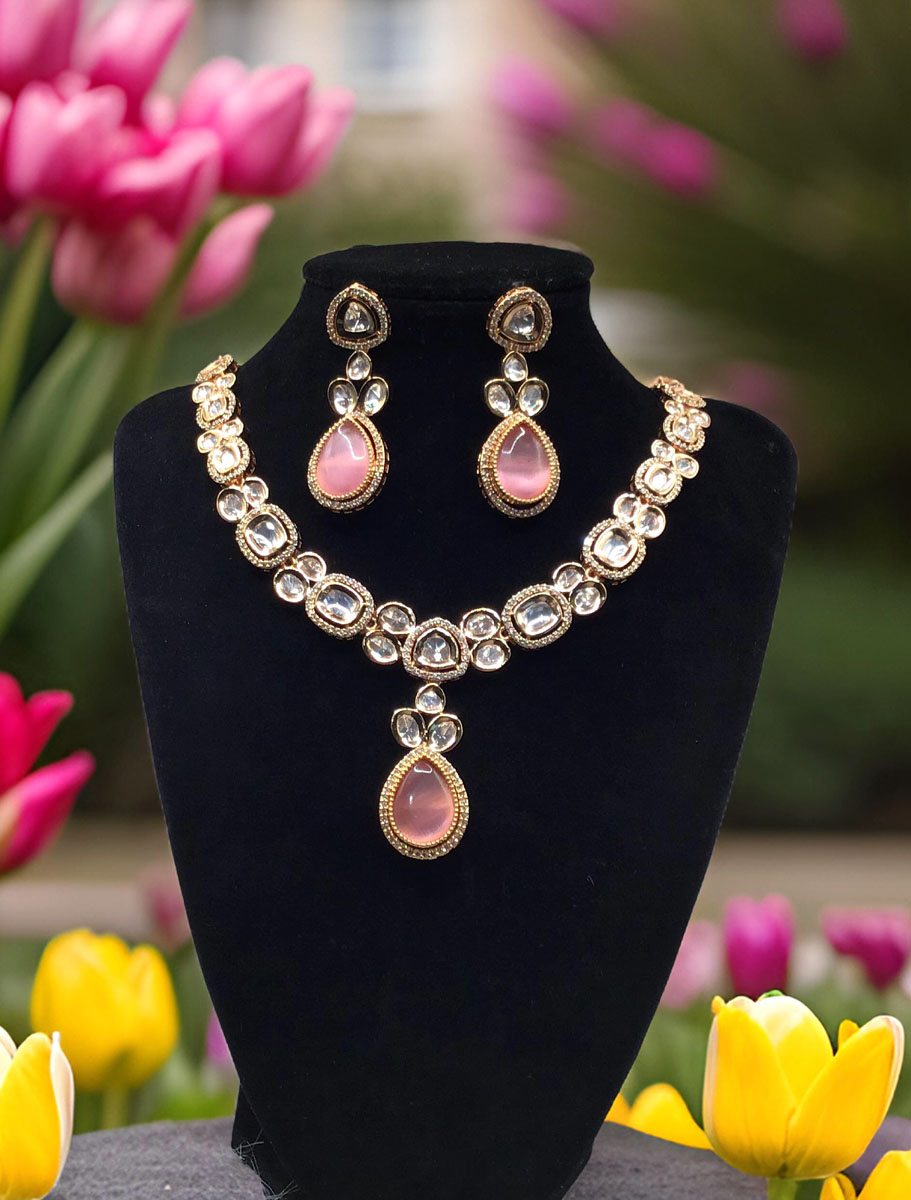 Premium Quality Kundan Necklace Set with changeable stones