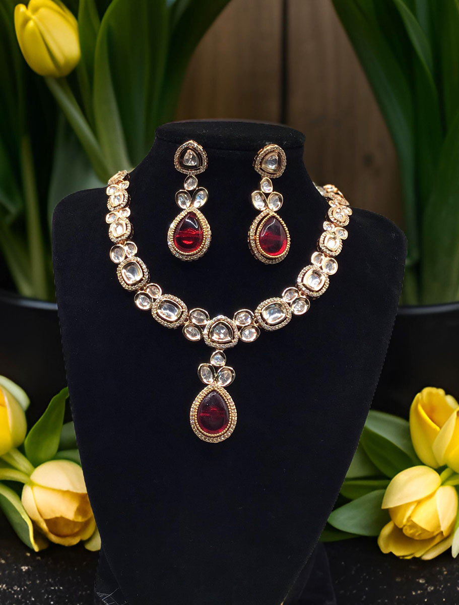 Premium Quality Kundan Necklace Set with changeable stones