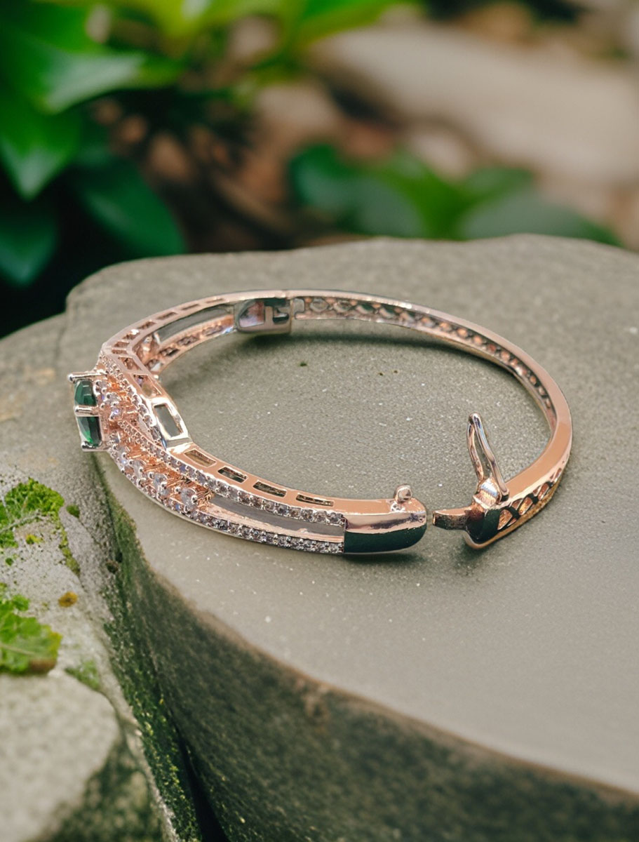 Rosegold statement AD/CZ openable kada bracelets