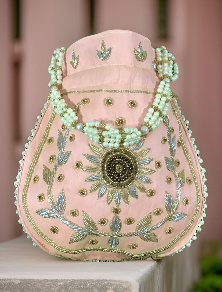 Classic knot Zardosi Embroidered Art Deco Potli Bag