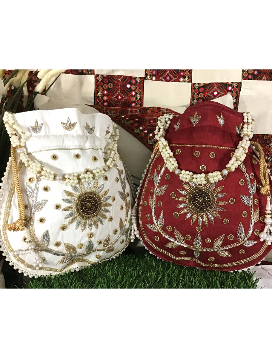 Classic knot Zardosi Embroidered Art Deco Potli Bag