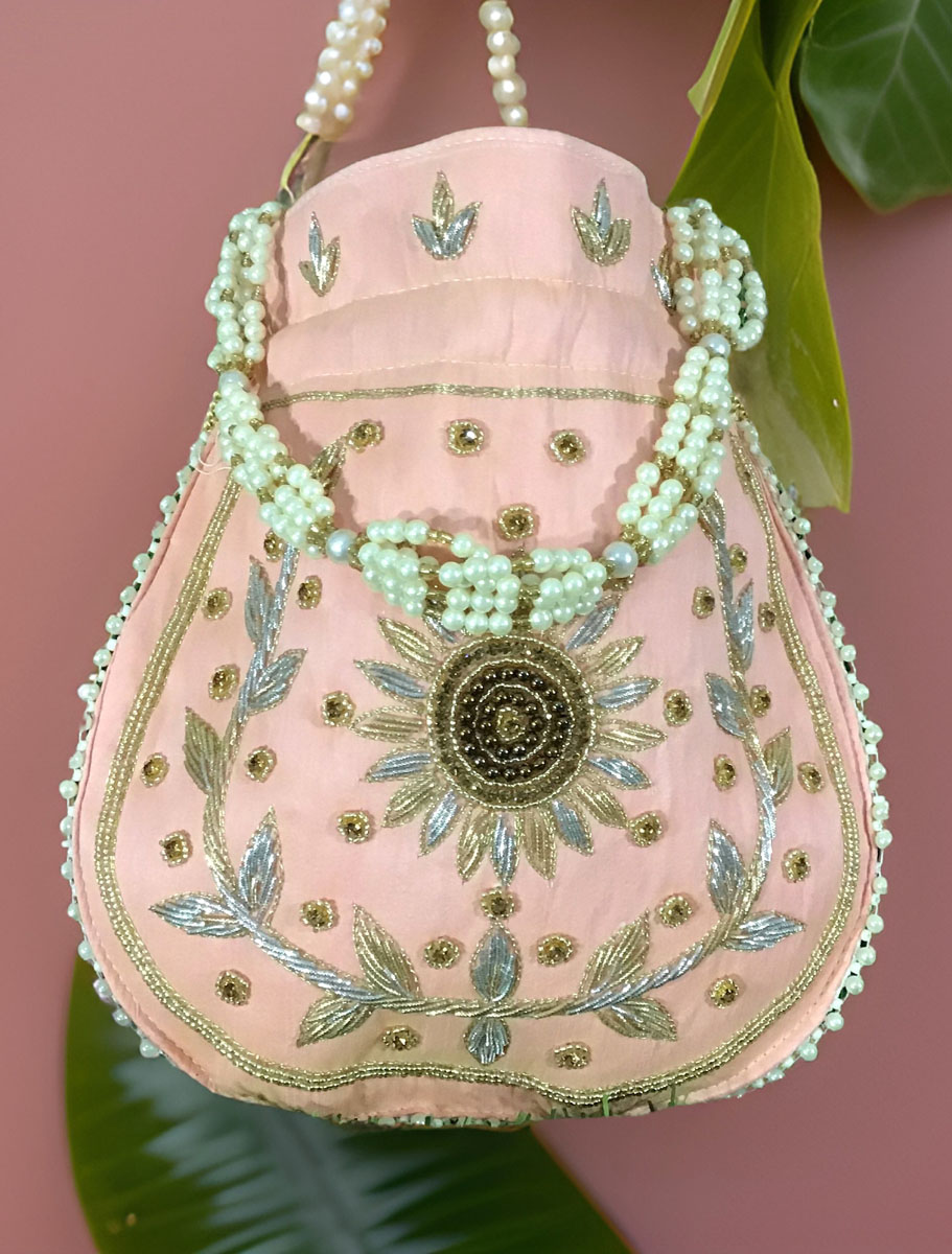 Classic knot Zardosi Embroidered Art Deco Potli Bag