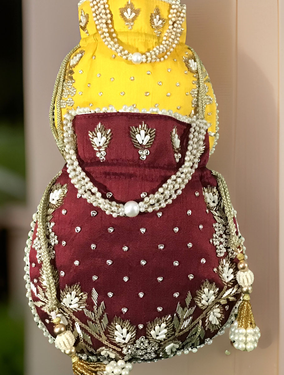 Zardosi/Pearl Silk Embroidered Potli Bag