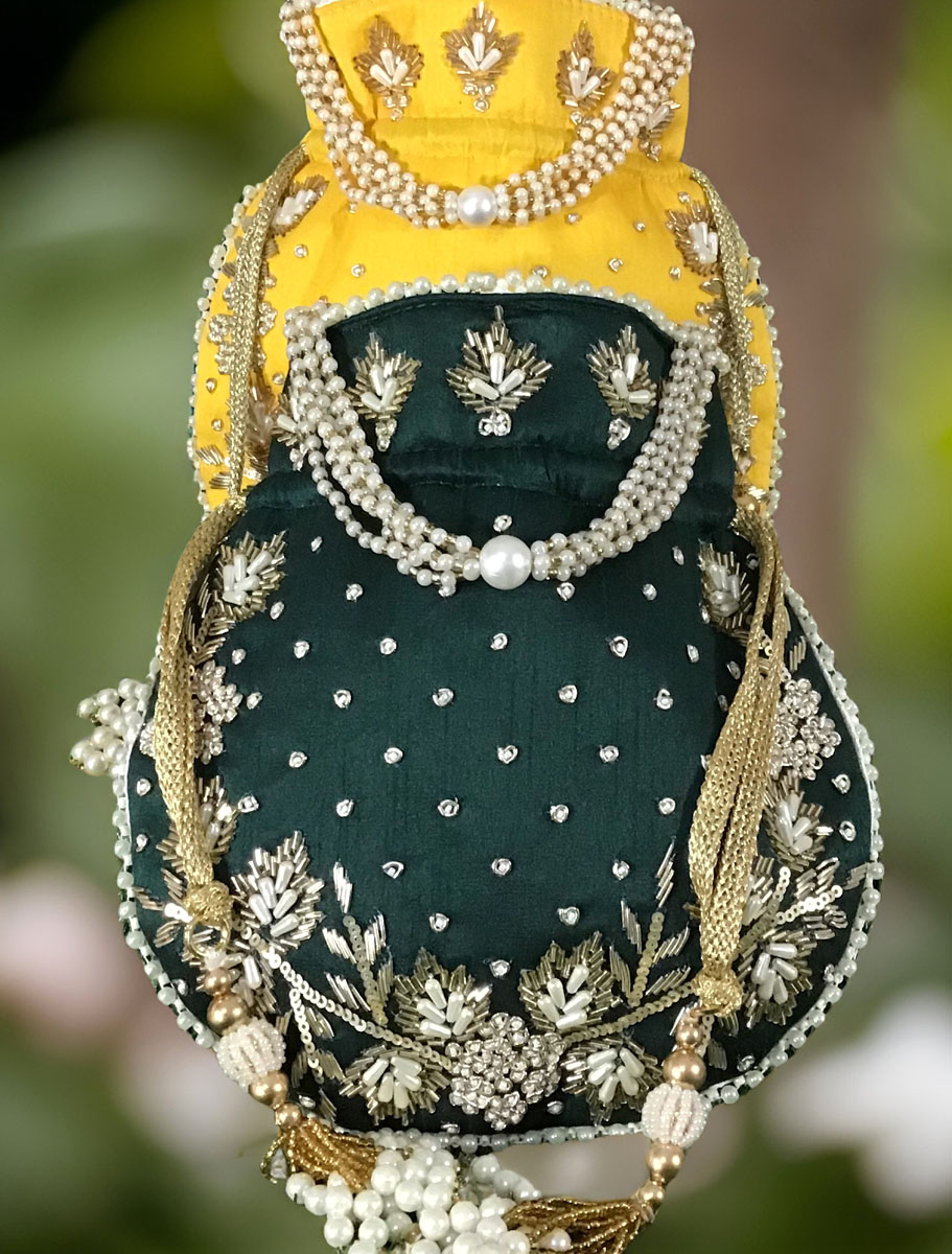 Zardosi/Pearl Silk Embroidered Potli Bag