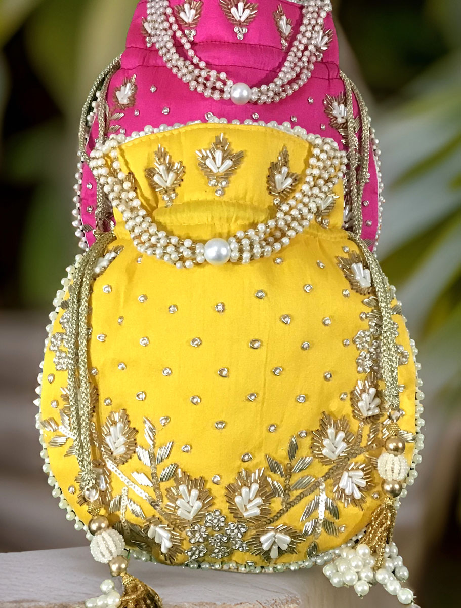 Zardosi/Pearl Silk Embroidered Potli Bag