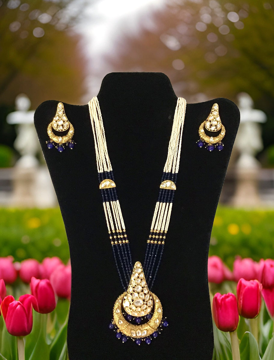 Cone Shaped Polki Kundan Necklace Set