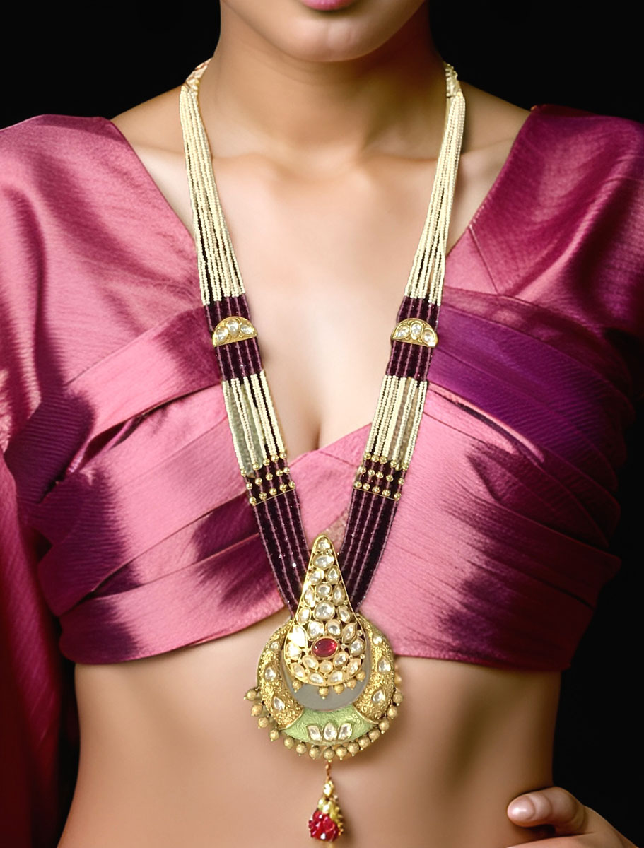 Cone Shaped Polki Kundan Necklace Set