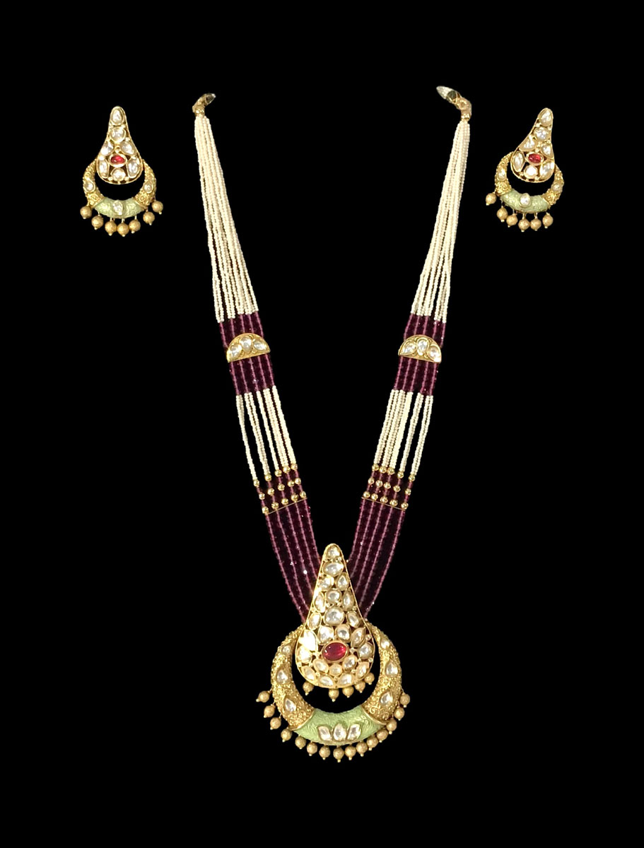 Cone Shaped Polki Kundan Necklace Set