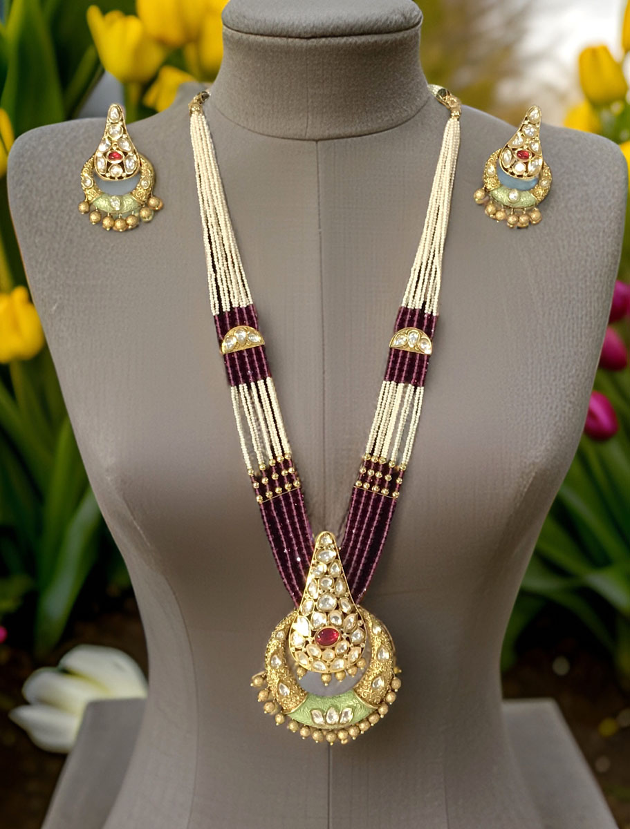 Cone Shaped Polki Kundan Necklace Set