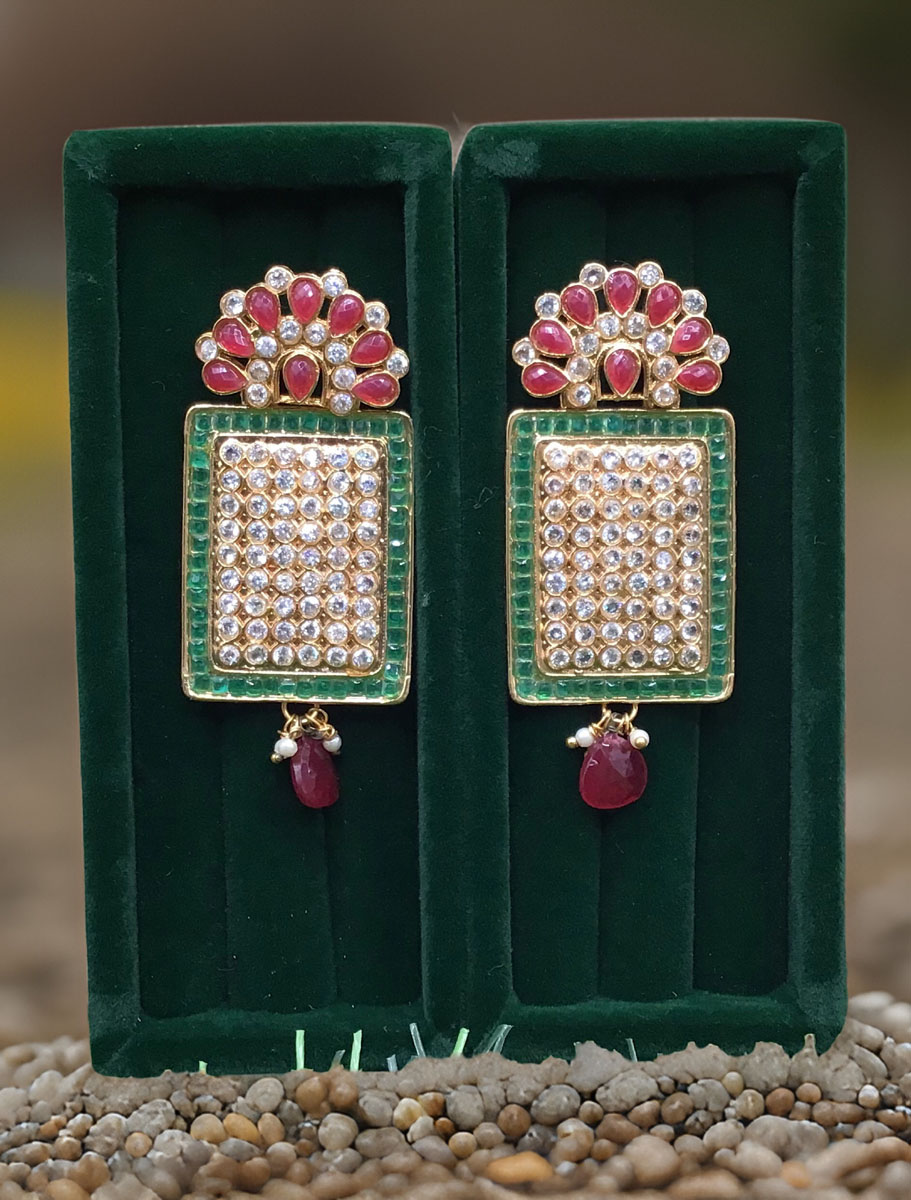 Traditional Choker Style CZ Earrings Set