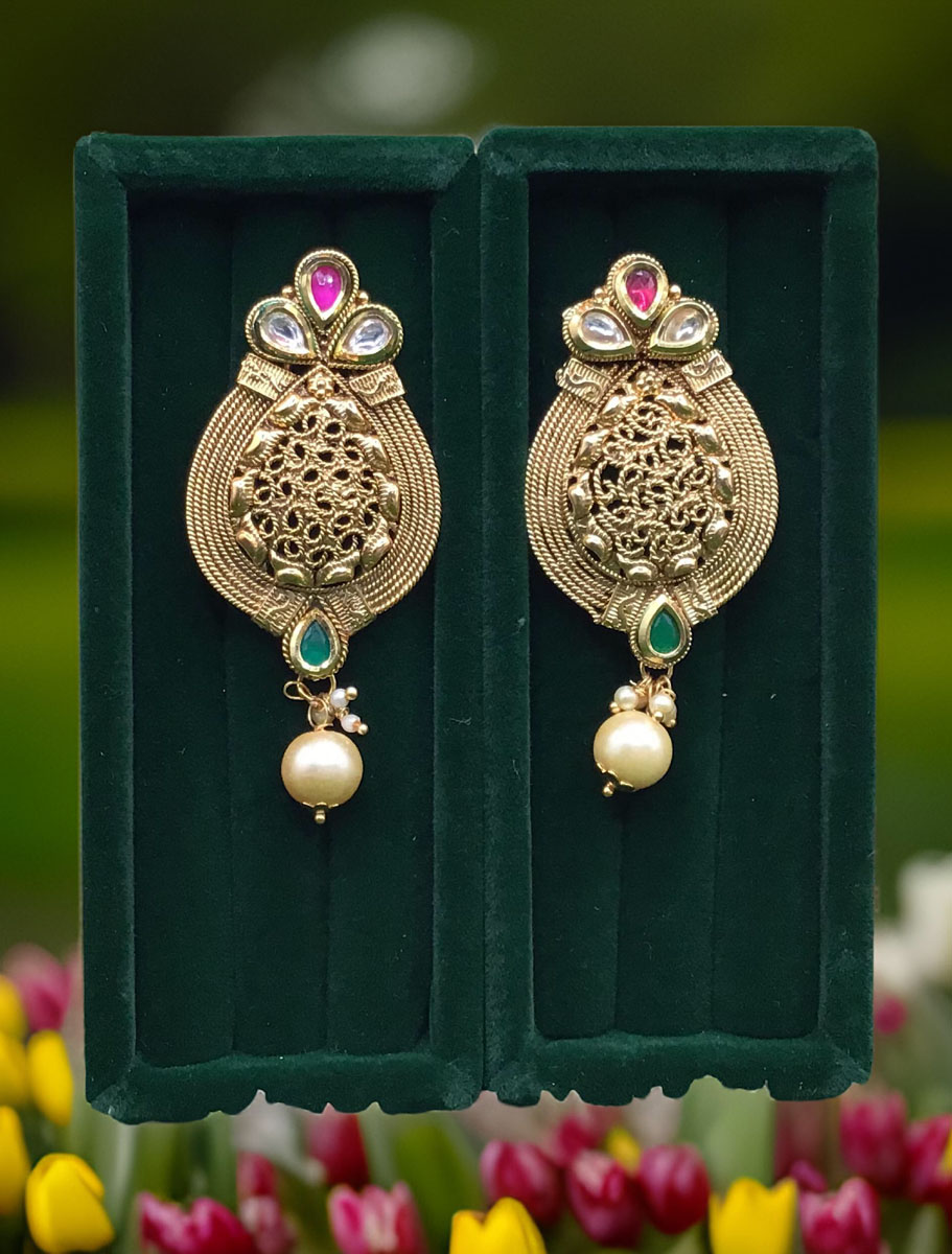 Traditional Style Paan Shaped Earrings