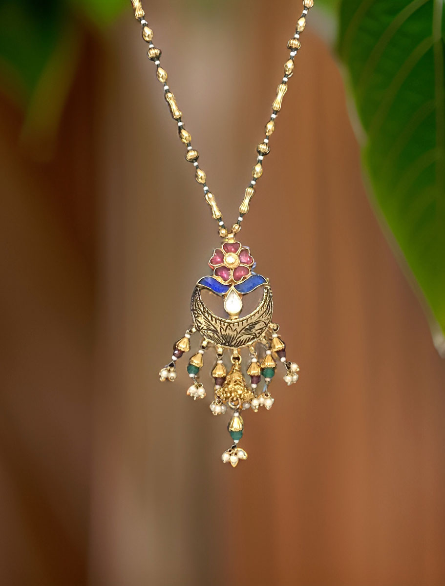 Rodo Blue Pachi Kundan Delicate Pendant Set