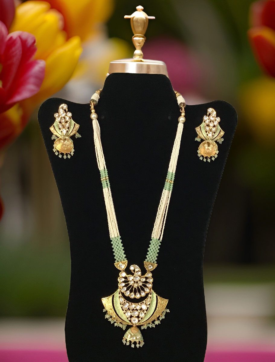 Kundan Meenakari Necklace Set with Jhumka Earrings