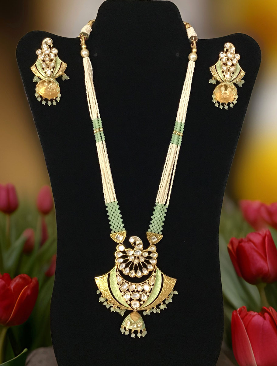 Kundan Meenakari Necklace Set with Jhumka Earrings