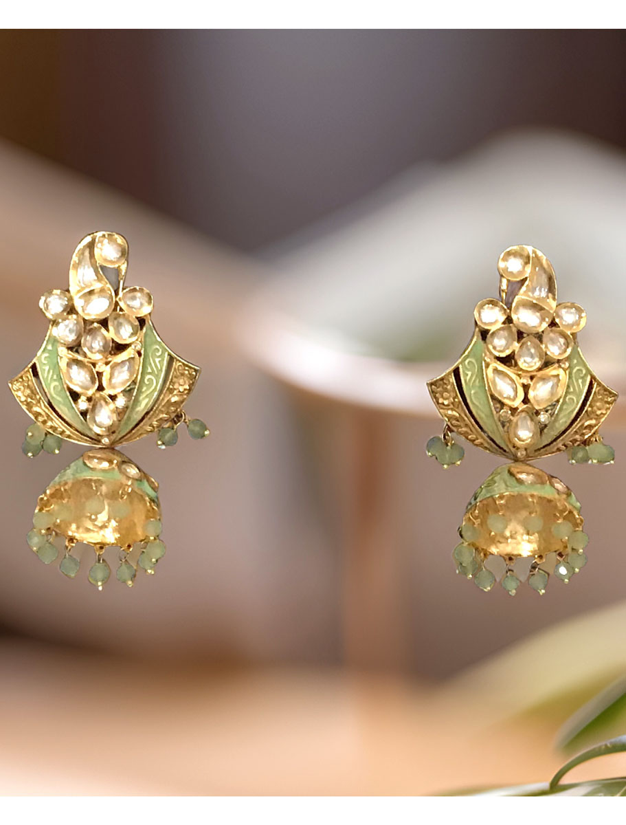 Kundan Meenakari Necklace Set with Jhumka Earrings