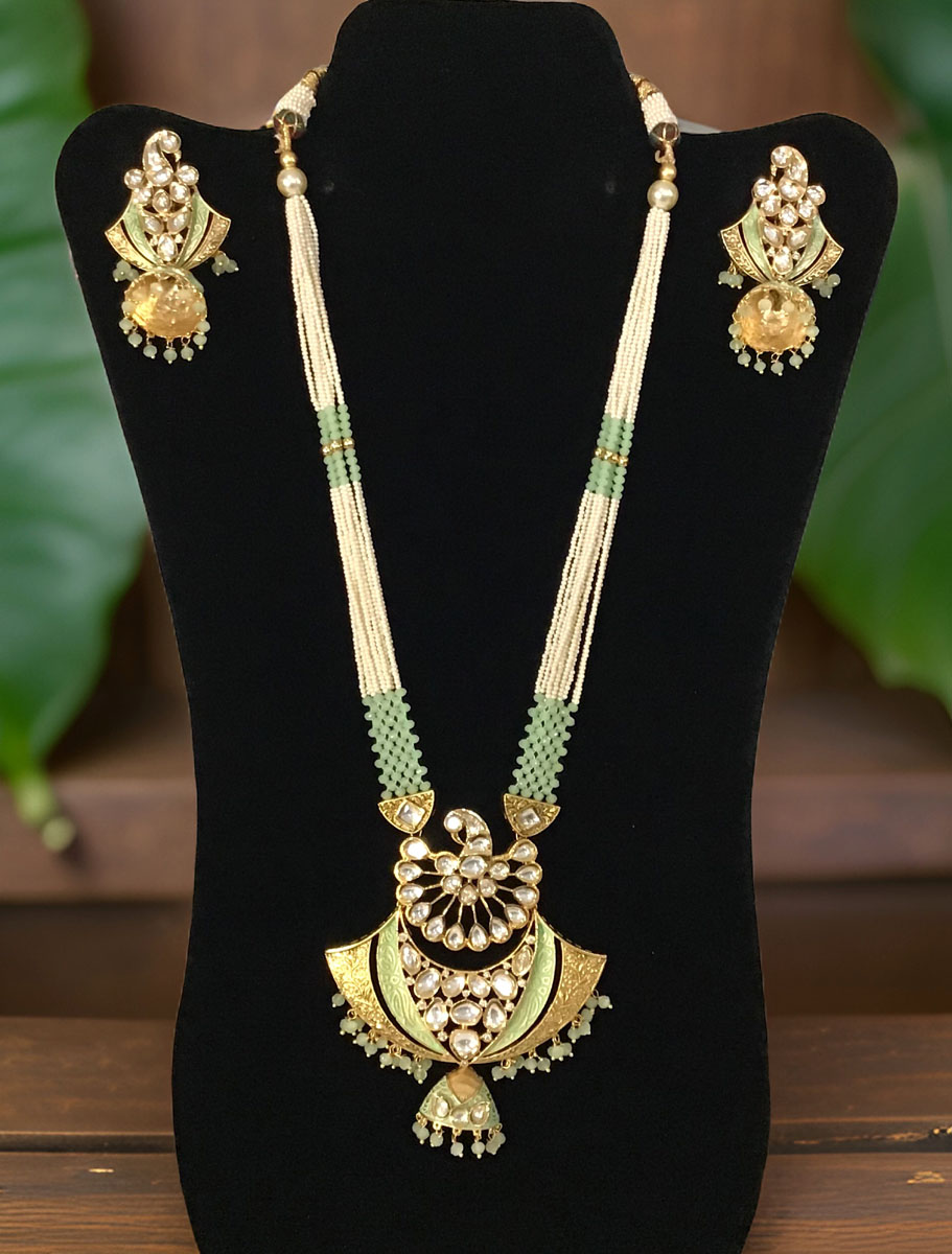 Kundan Meenakari Necklace Set with Jhumka Earrings