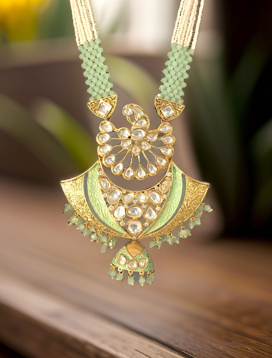 Kundan Meenakari Necklace Set with Jhumka Earrings