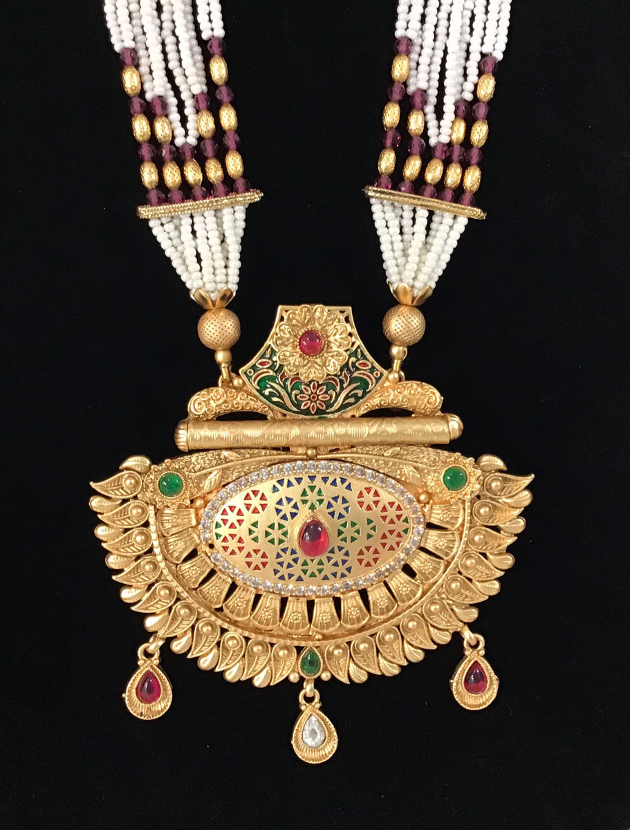 Traditional Rajwadi Meenakari Long Necklace Set