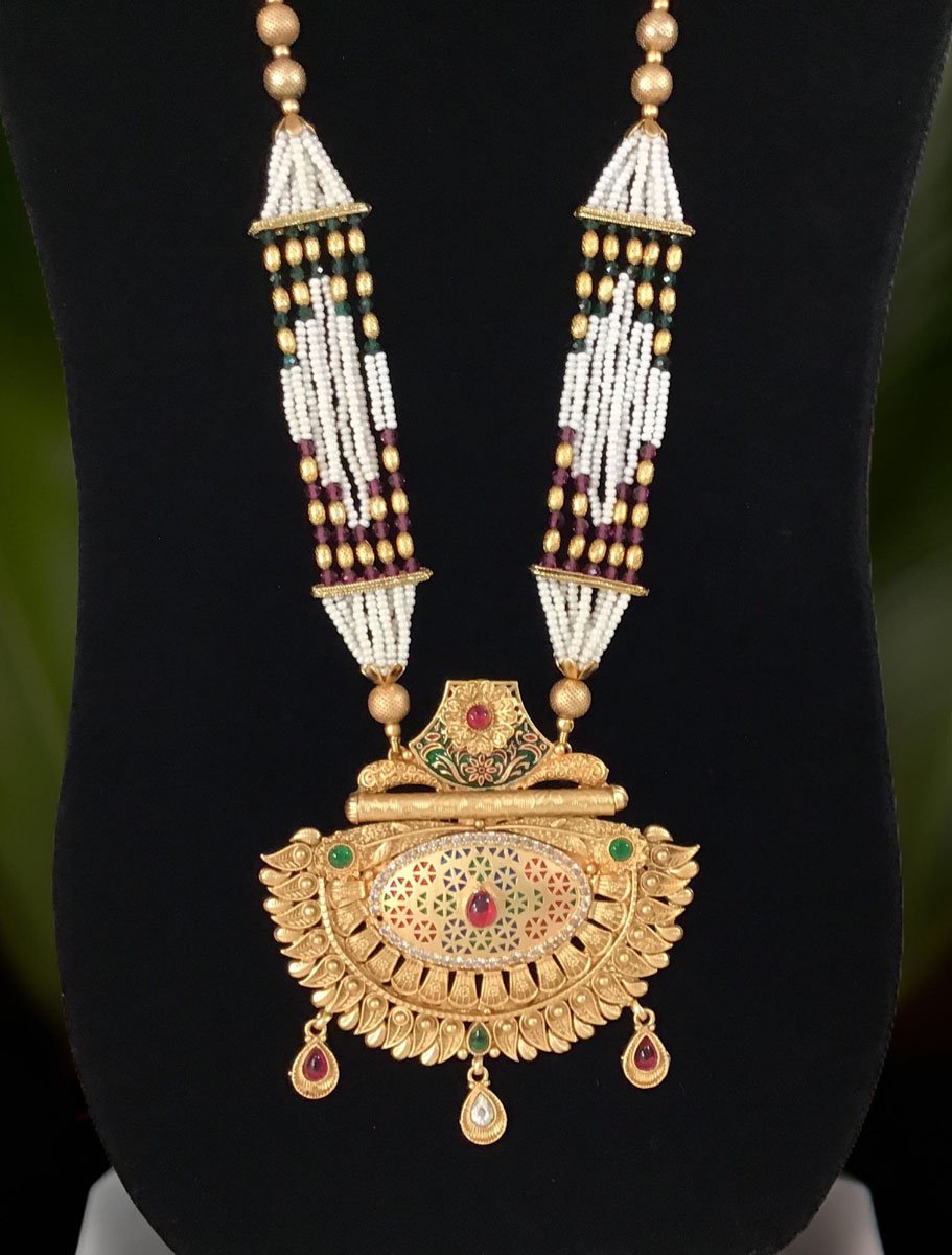 Traditional Rajwadi Meenakari Long Necklace Set