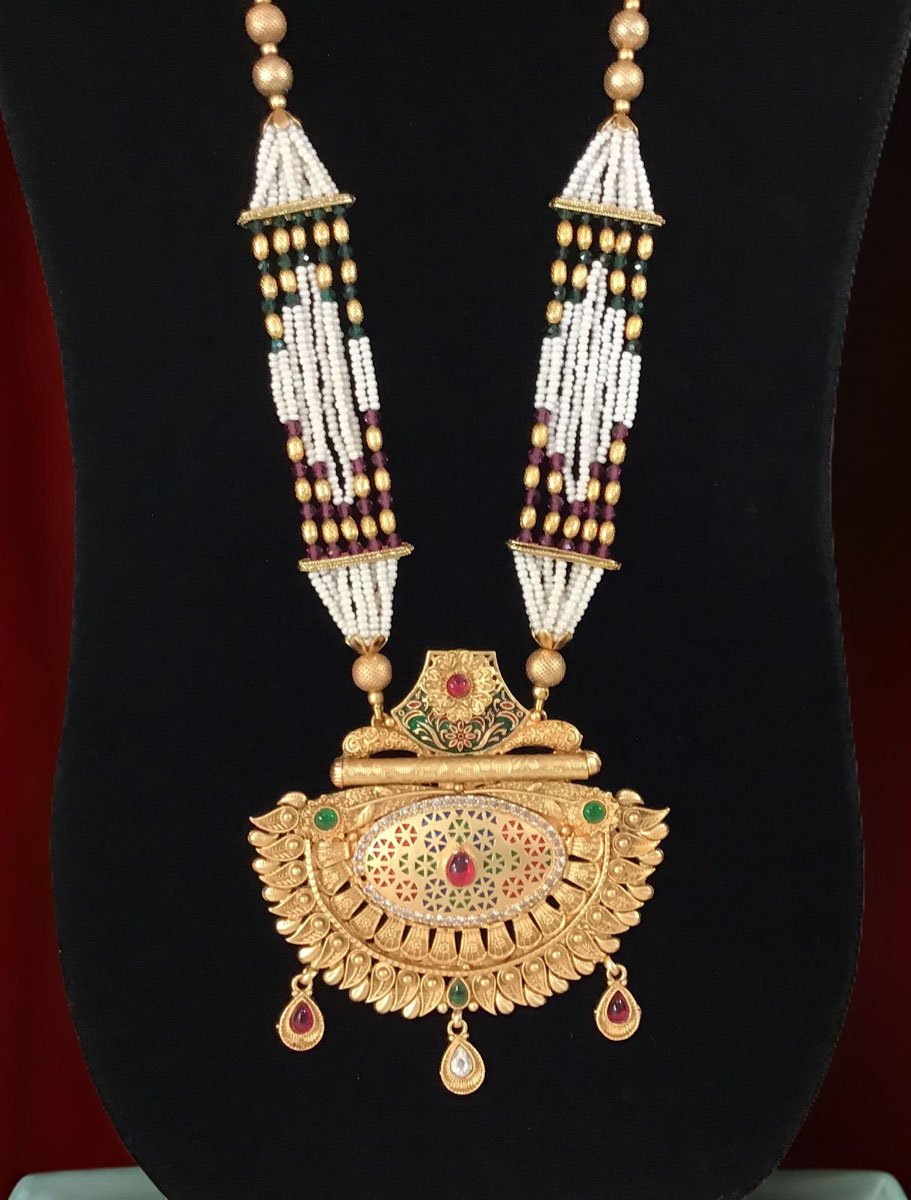 Traditional Rajwadi Meenakari Long Necklace Set