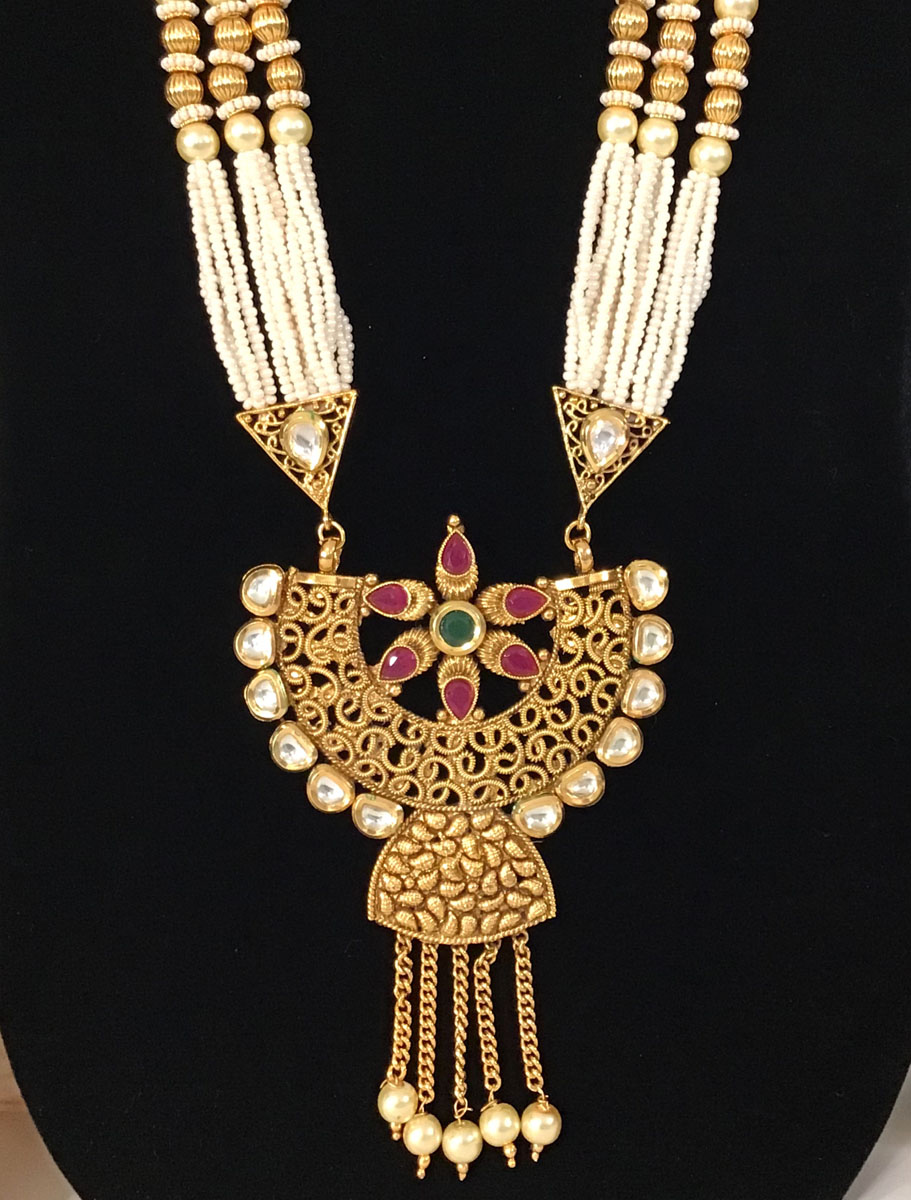 Half circle Antique Rajwadi Long Necklace Set