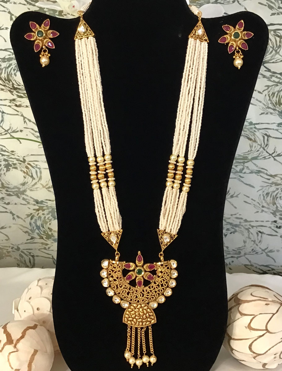 Half circle Antique Rajwadi Long Necklace Set