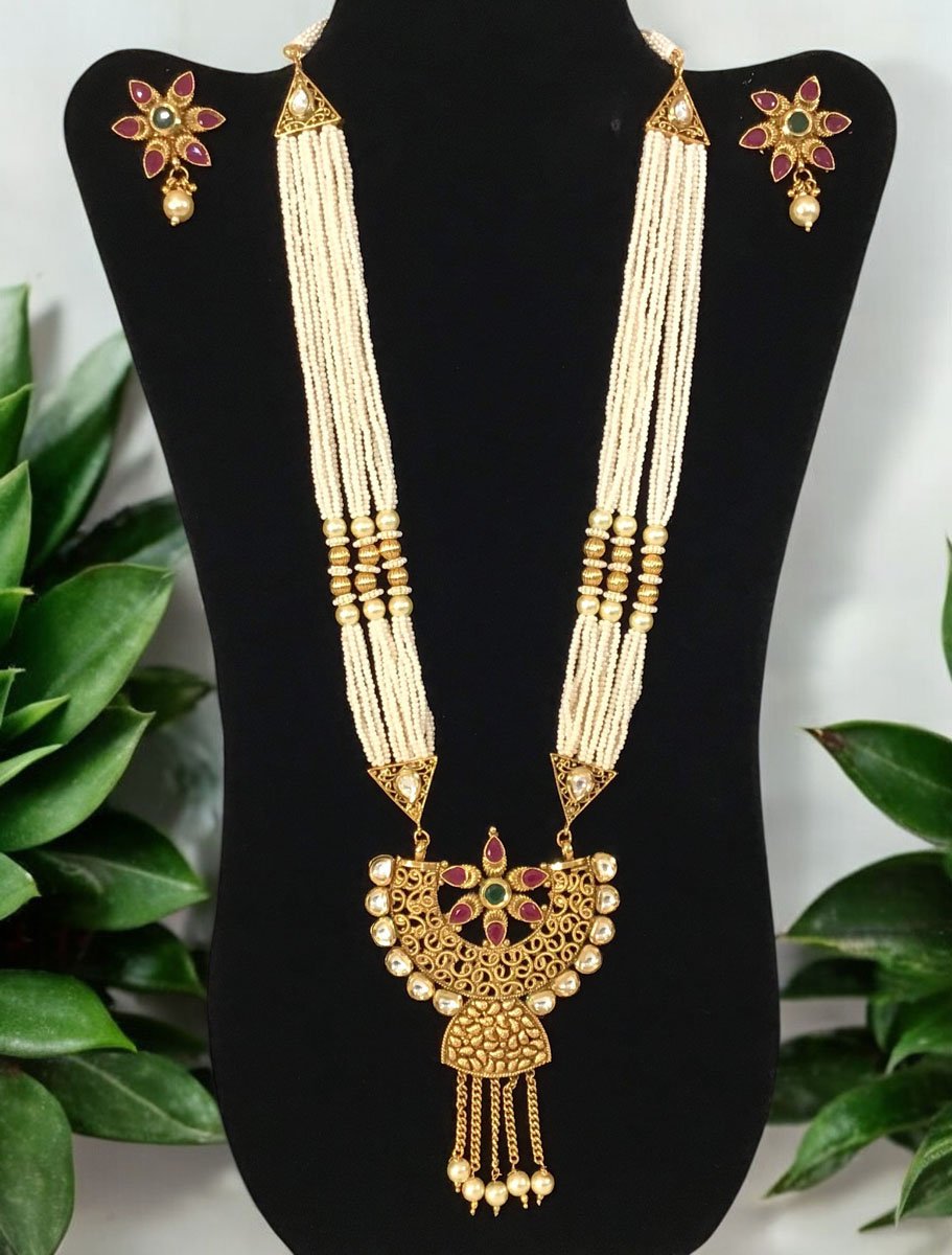 Half circle Antique Rajwadi Long Necklace Set