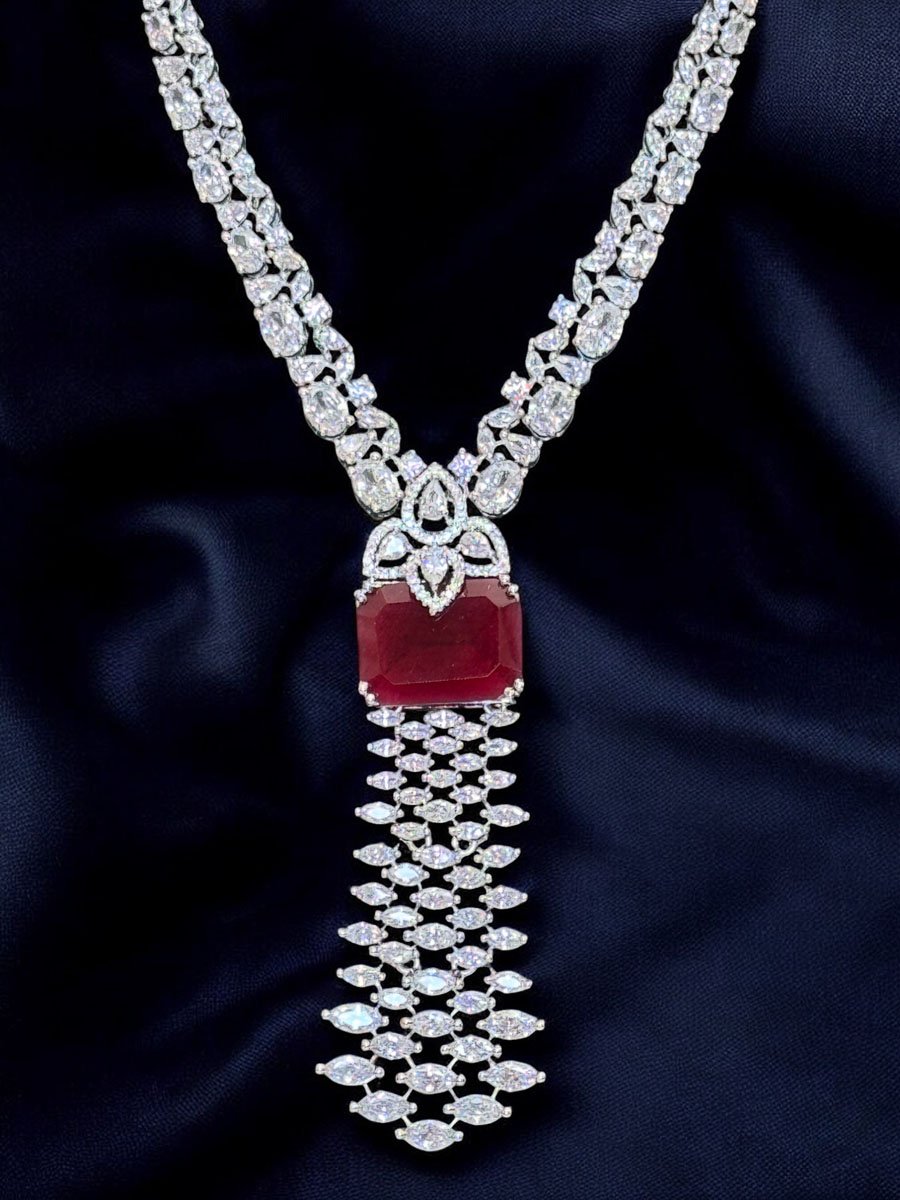 Bollywood Inspired Long AD CZ necklace