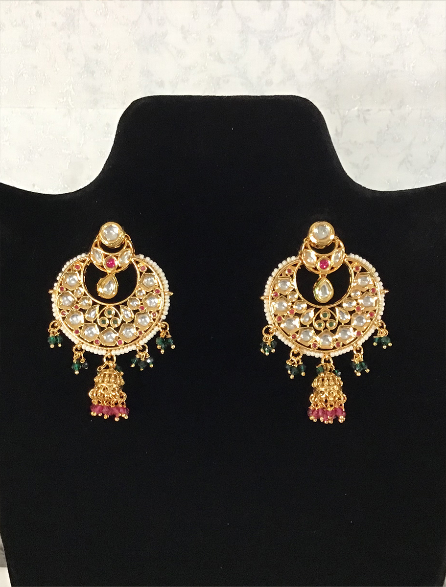 Handmade Pachi kundan necklace with earrings