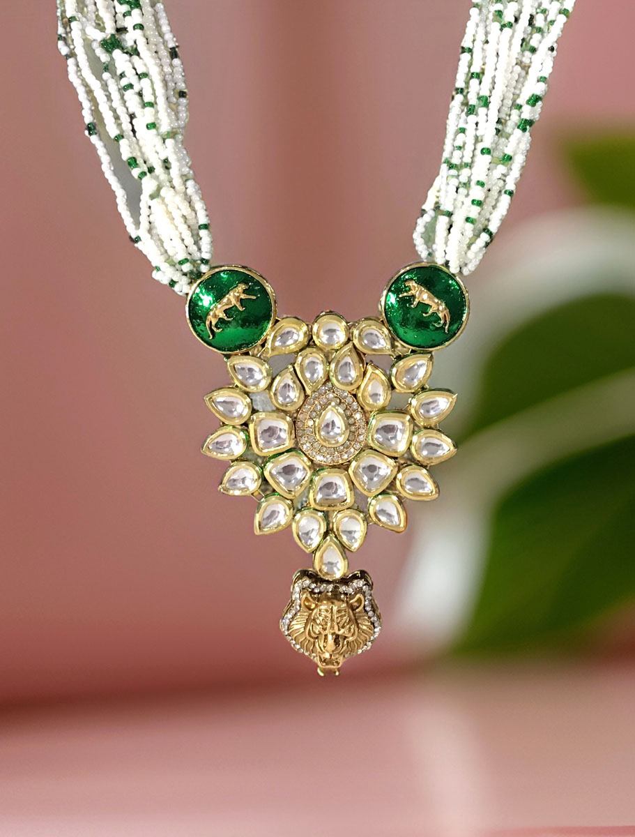 Sabhyasachi inspired Jaguar Kundan Pendant long necklace set