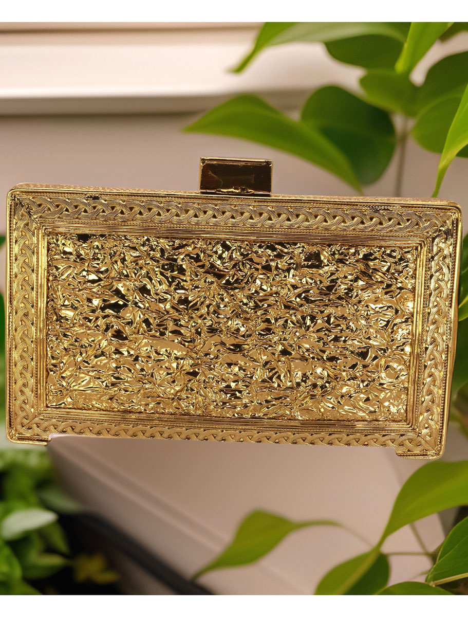 Gold Embellished MOP Clutch Purse