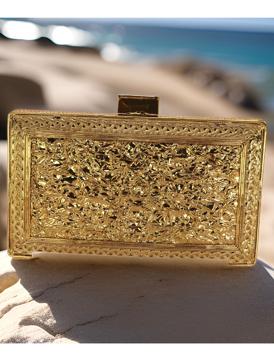 Gold Embellished MOP Clutch Purse