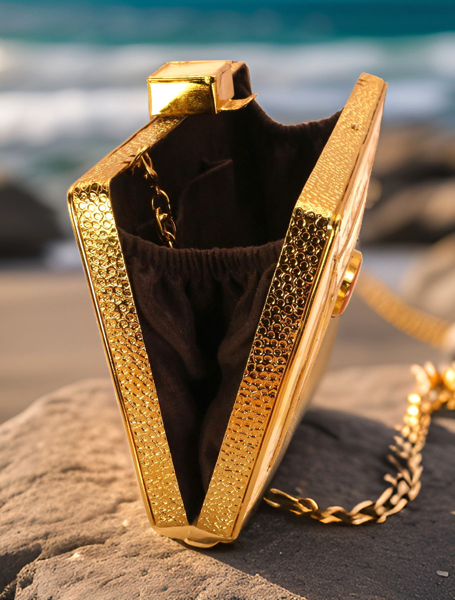 Gold Embellished MOP Clutch Purse