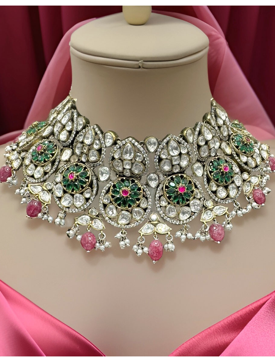 Bollywood inspired Victorian Style Kundan choker with doublet stones