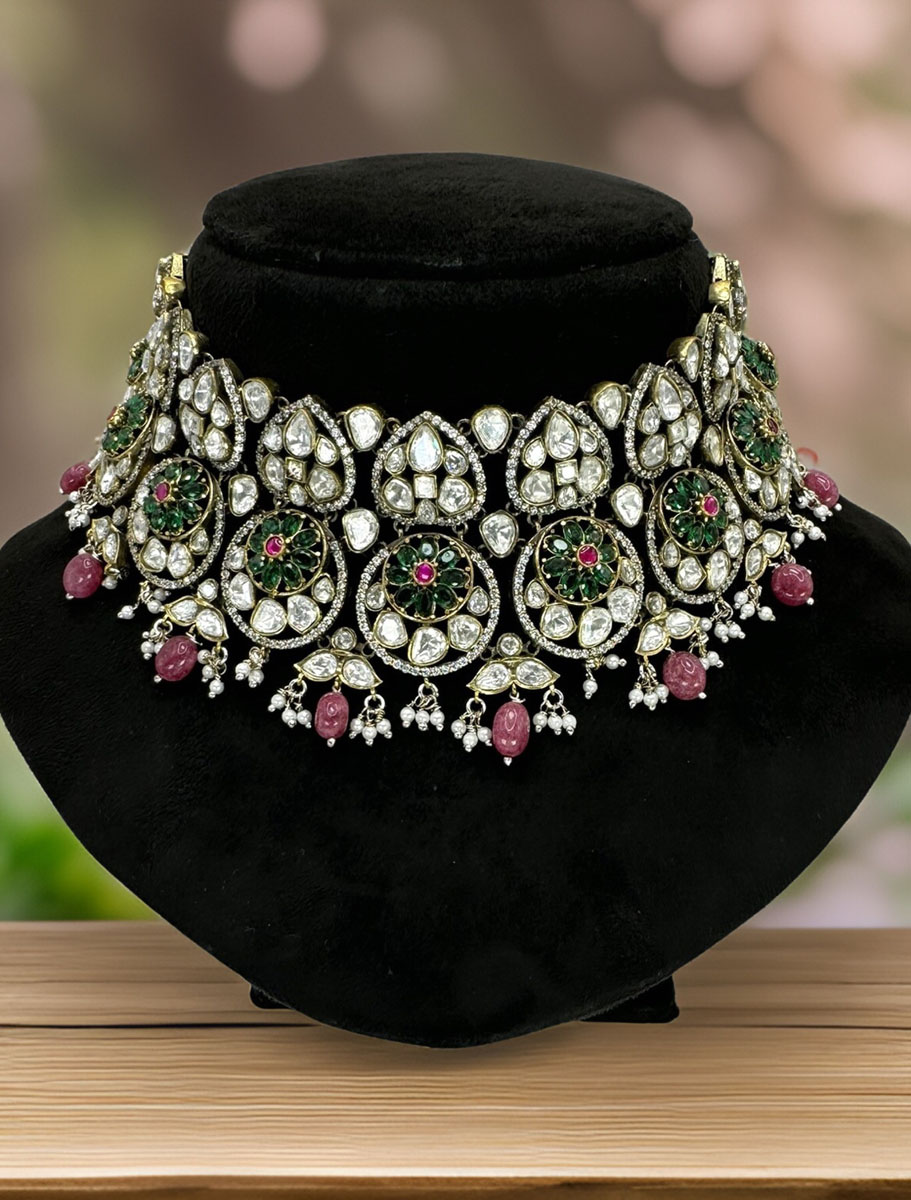 Bollywood inspired Victorian Style Kundan choker with doublet stones