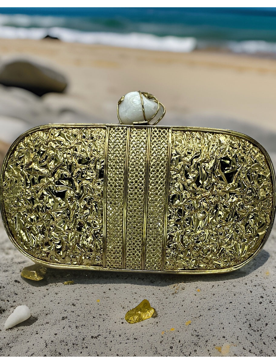 Stylish MOP Clutch Purse with Embellished Crystals