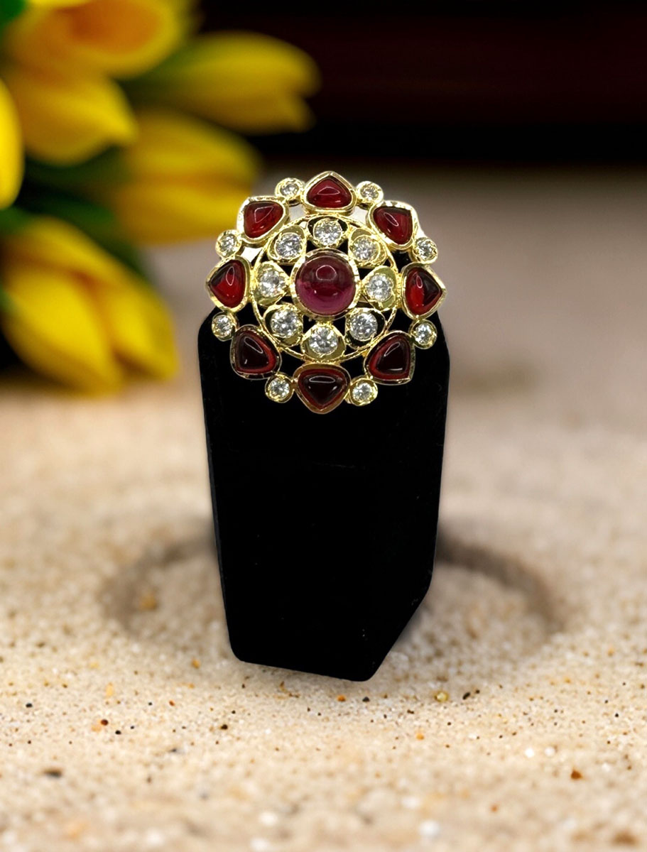 Tyaani Inspired Kundan/Monalisa Stones adjustable Ring