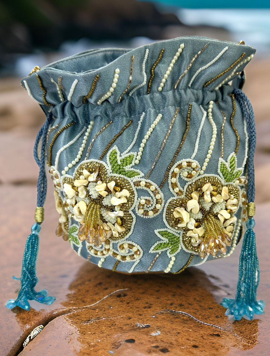 Designer Silk Zardosi/Pearl Embroidered Potli Bag