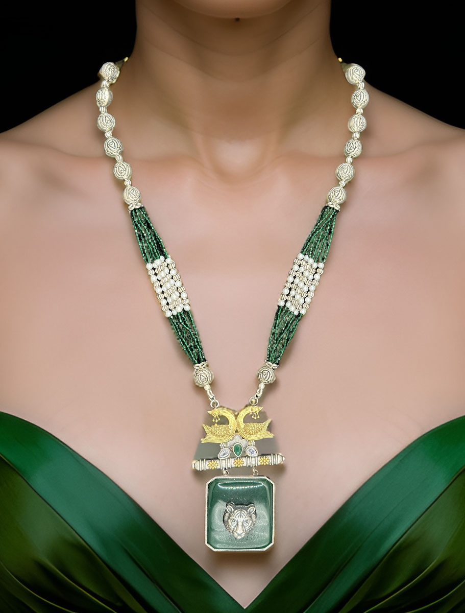 Sabyasachi Inspired German Silver Fusion Necklace Set