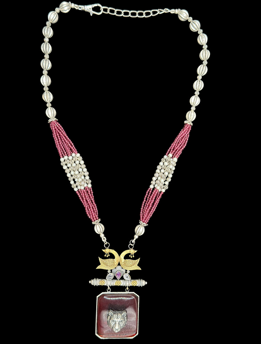 Sabyasachi Inspired German Silver Fusion Necklace Set