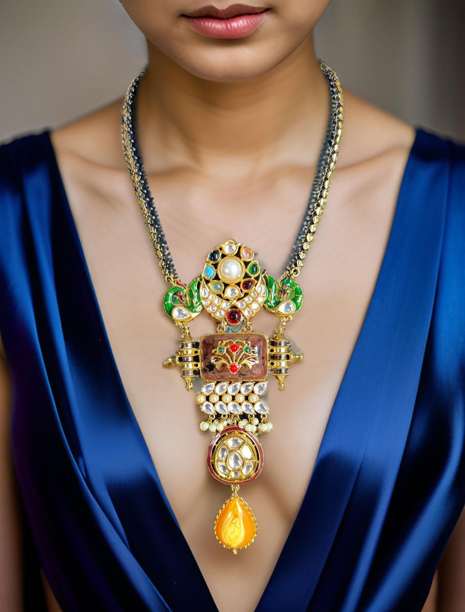 Exquisite Amrapali Fusion Pendant Necklace