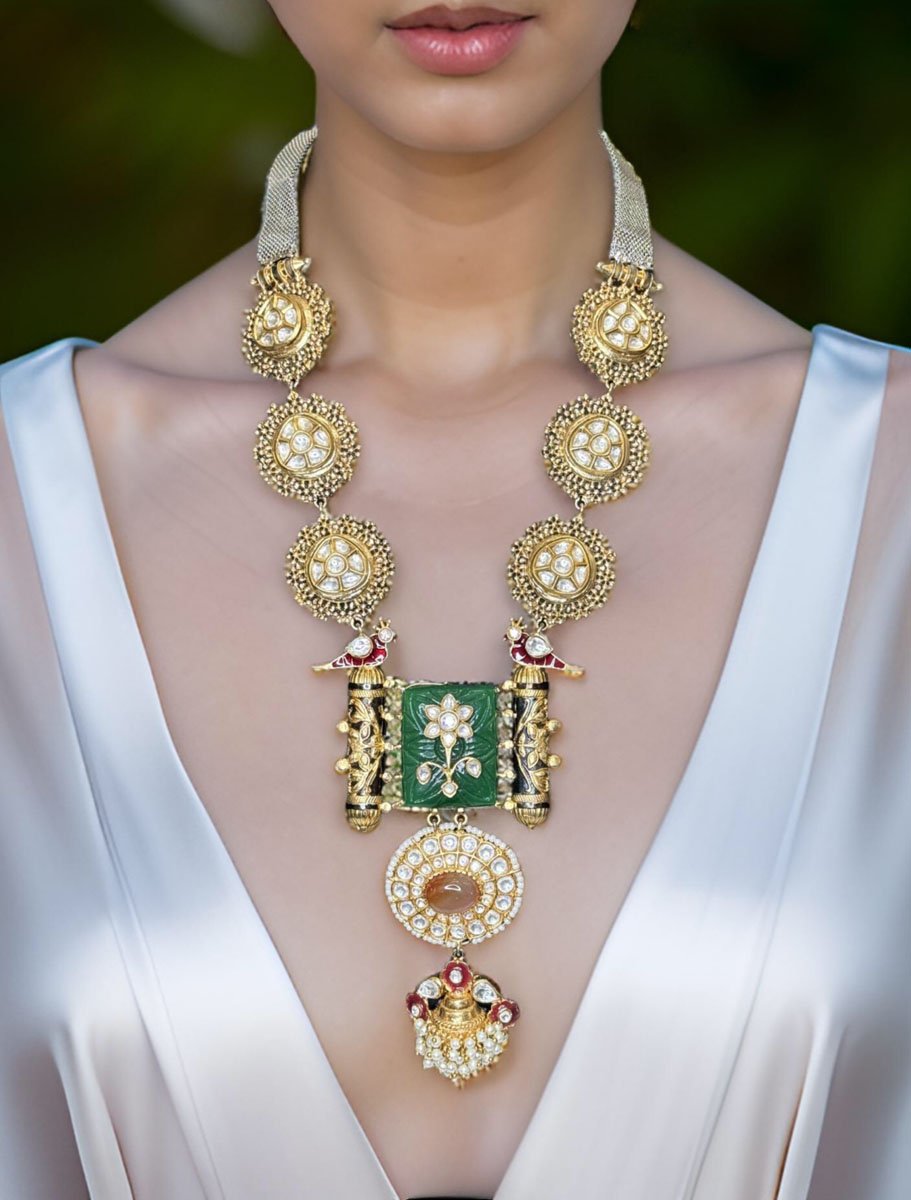 Sabyasachi Inspired Ancestral  Kundan Long Necklace Set