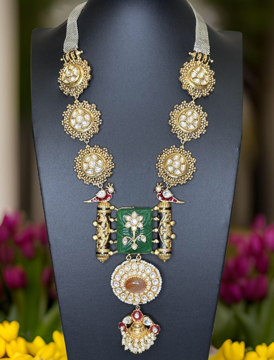 Sabyasachi Inspired Ancestral  Kundan Long Necklace Set