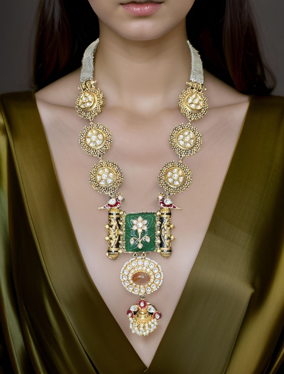 Sabyasachi Inspired Ancestral  Kundan Long Necklace Set